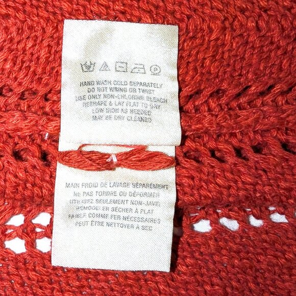 Meadow Rue | Anthropologie Priscilla Pointelle Cardigan in Rust Red | Size Small - Picture 11 of 13